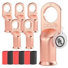 AIRIC UL Listed 2 AWG - 3/8 Battery Cable Lugs, Heat Shrink Ring Terminals En...