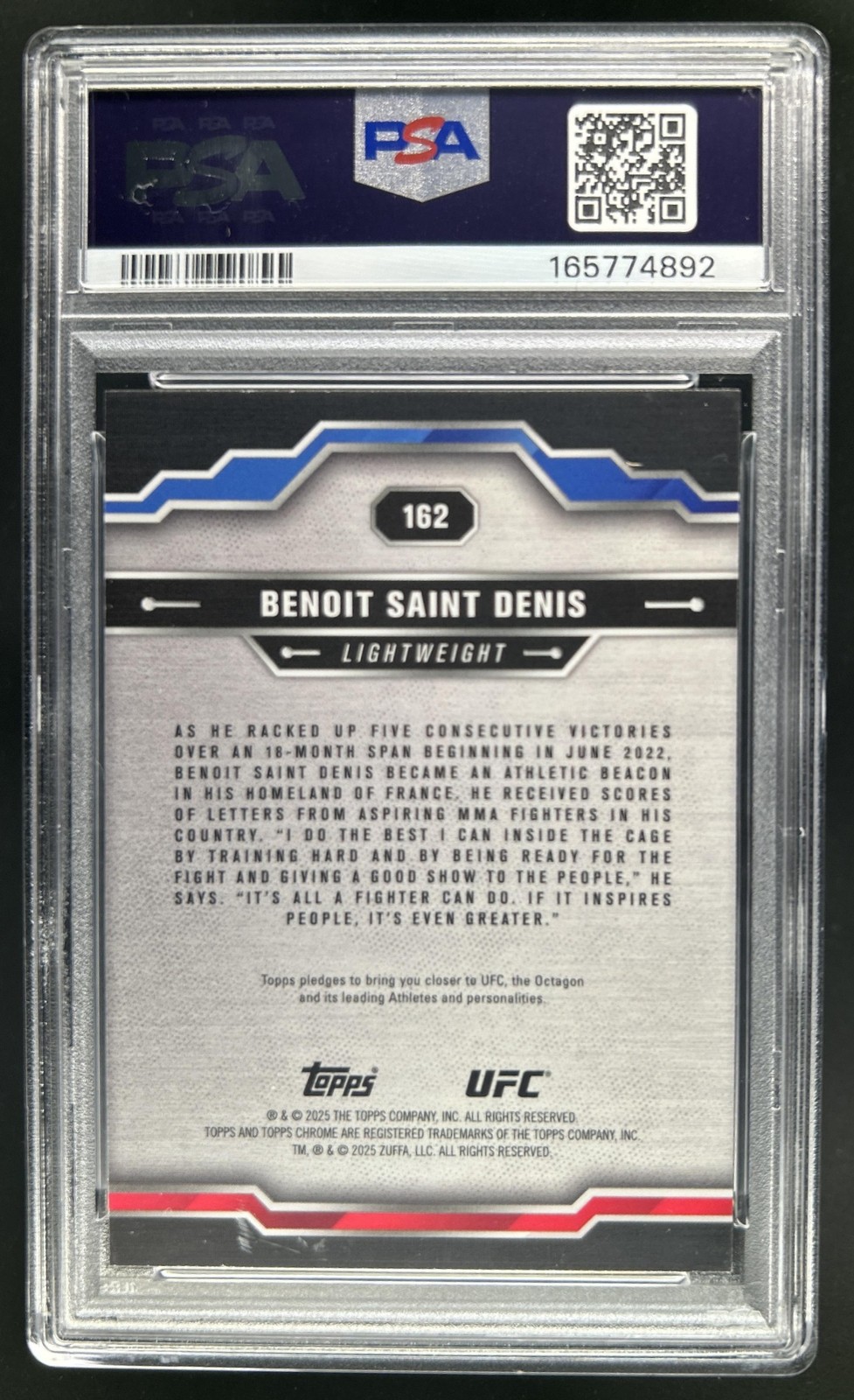 2025 Topps UFC Chrome Benoit Saint Denis Blue Geometric Refractor #/99 PSA 10 view 2