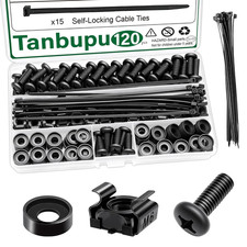 120Pcs M6 x 16mm Rack Mount Cage Nuts, Screws, Washers and Self-Locking Cable Ti