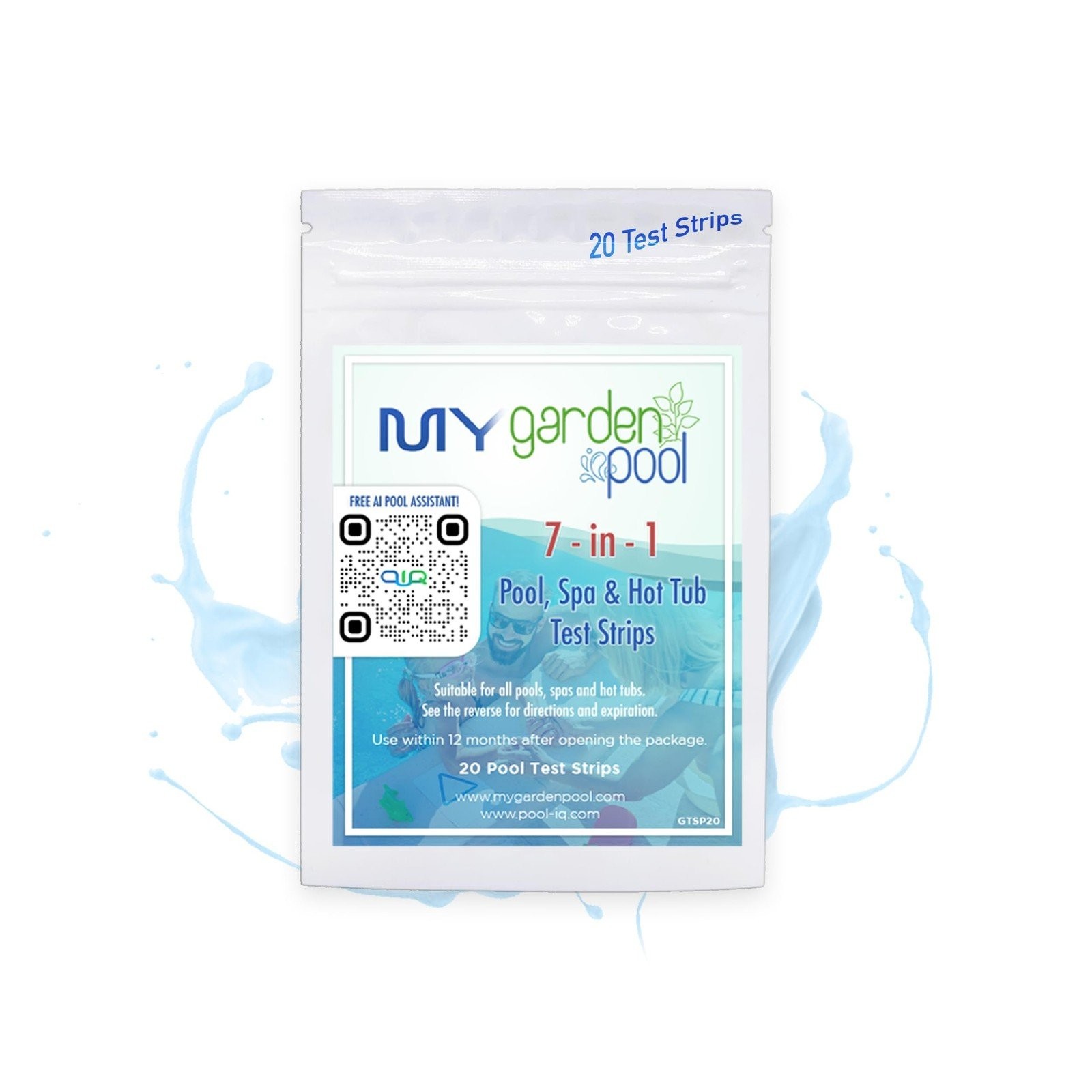 My Garden Pool 7-in-1 Pool & Spa Test Strips 20 Count with AI Pool-IQ Support...