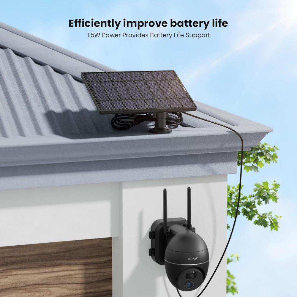 ieGeek Solar Panel for Wireless Outdoor Security Camera, 9.5ft Cable
