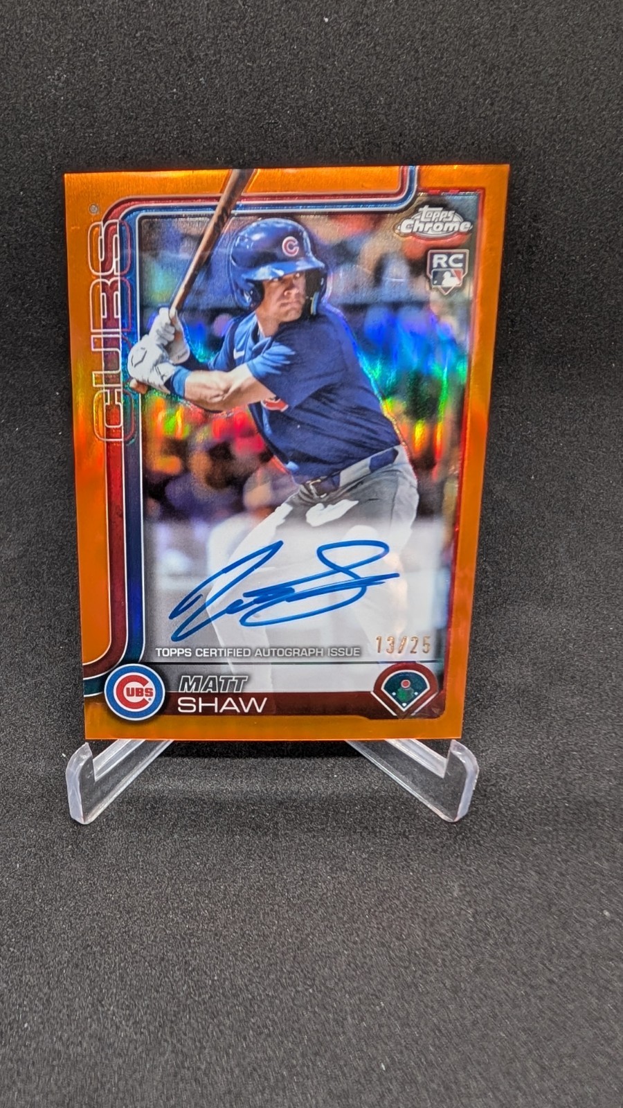 2025 Topps Chrome Matt Shaw RC Orange Refractor  /25 Rookie Autograph CUBS