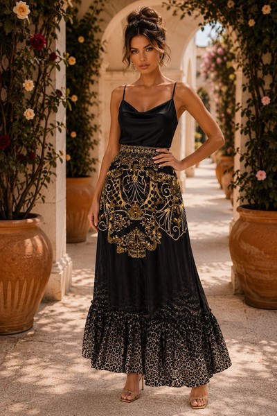 CAMILLA Shadows Of Armada Ruffle Hem Skirt Size S RRP $699