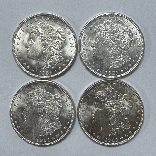 Lot of 4 1921 Morgan Silver Dollars $1 US Coins 90% Silver