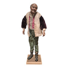 Pastore - Statua da presepe in terracotta, vetro, e stoffa policromi, Napoli