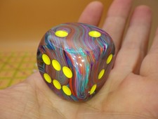 Jumbo 30mm D6 Festive Mosaic w/Yellow Dice Extra Large RPG Tabletop Roleplay