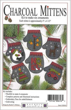 Charcoal Mittens 4 X 4.5 Inches Felt Applique Christmas Ornament Kit Set of 6 