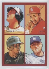 2009 Goudey 4-in-1 Red Cal Ripken Jr Ozzie Smith Jose Reyes Derek Jeter HOF 2e6