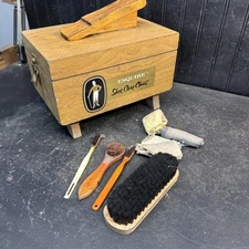 Vintage De Luxe Esquire Shoe Valet Shoe Shine Kit With Brushes