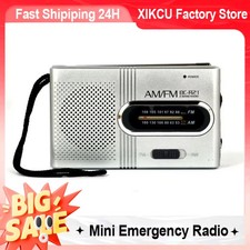 Mini Radio AM FM Portable Battery Operated Best Reception Longest Lasting Silver