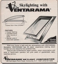 1983 Vintage Print Ad Skylighting Ventarama Lo-Dome Skylight Copper Flashing