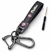 Leather Keychain Phillies Car Keyring w/ Clip  Mini Tool Gift Men Women
