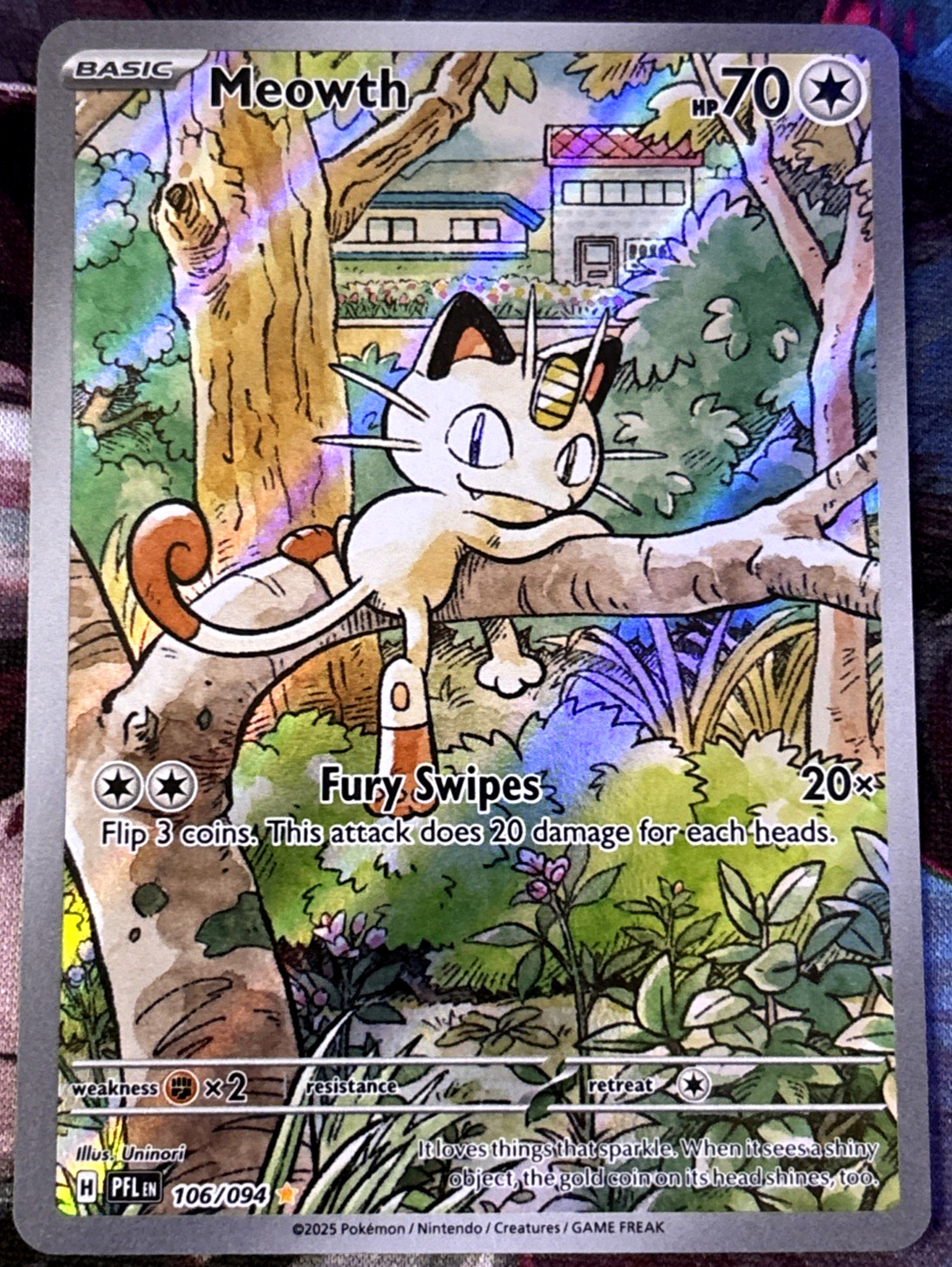 Meowth 106/094 Illustration Rare  Pokemon TCG Phantasmal Flames - Near Mint