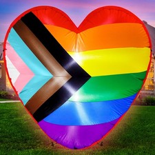 4 FT Pride Inflatables, LGBT Progress Flag Inflatable Decoration, Blow Up Hea...