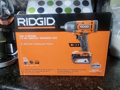 Ridgid R86215K 18V 3 Speed 1/2 in Impact Wrench Kit w/4.0 Battery & Charger (New