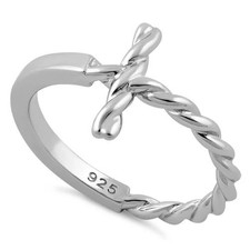 925 Sterling Silver Rope Cross Ring