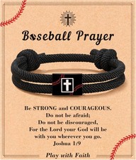 Baseball/Football/Soccer Gifts for Boys, Faith Cross Braided Bracelet Eas