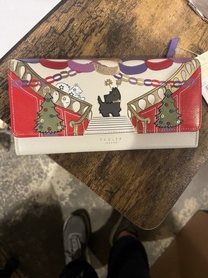 Radley London Picture Party Pals Matinee Wallet Leather Snap Closure Zip Pockets