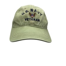 Eagle Crest Hat Cap Strap Back Mens One Size Beige U.S. Navy Veteran Embroidered