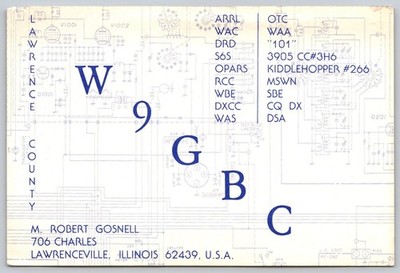 1978 W9GBC Lawrenceville IL QSL Card W7RM Amateur Radio Schematic A39