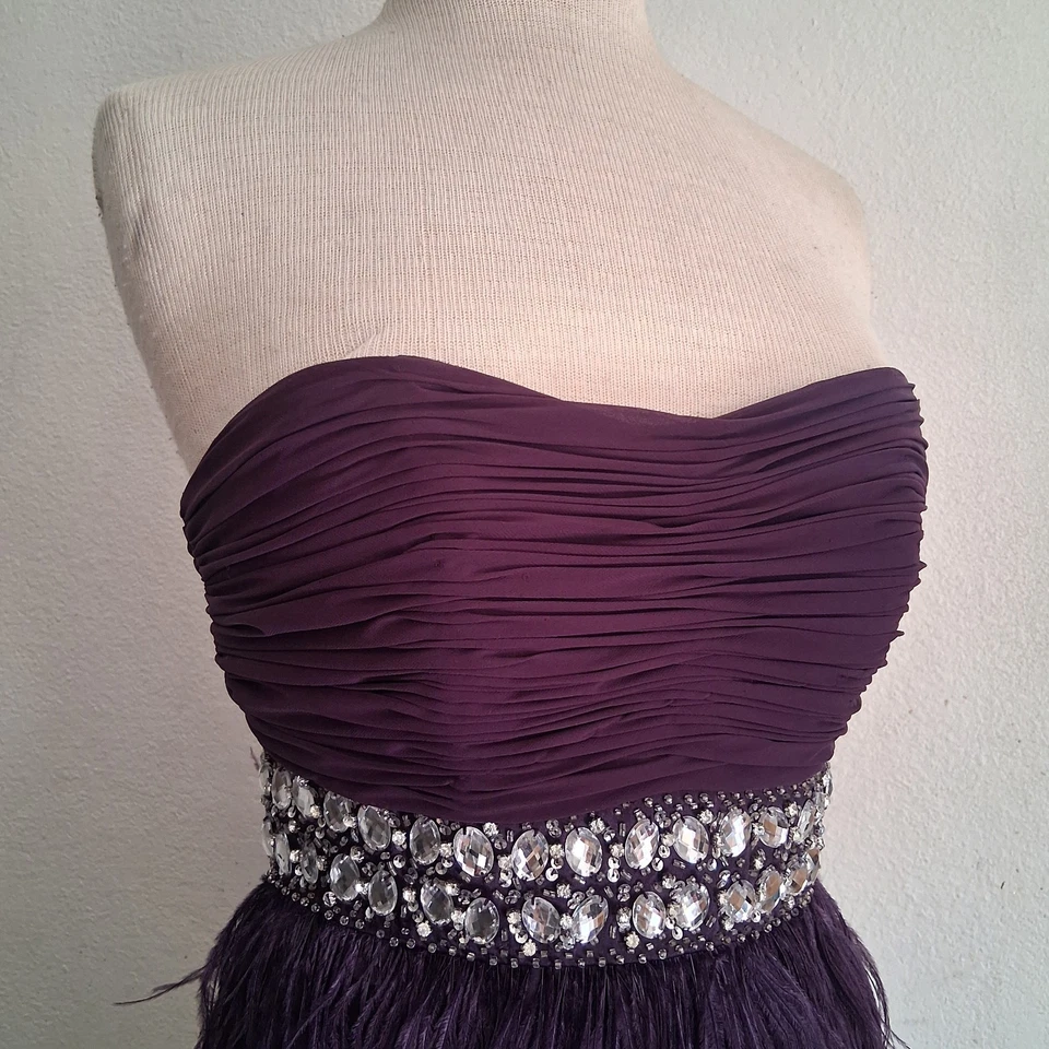 Abeja Darlin Púrpura Avestruz Pluma Joya Baile de graduación Fiesta Cóctel Boda Talla 7/8 Foto 4 de 4