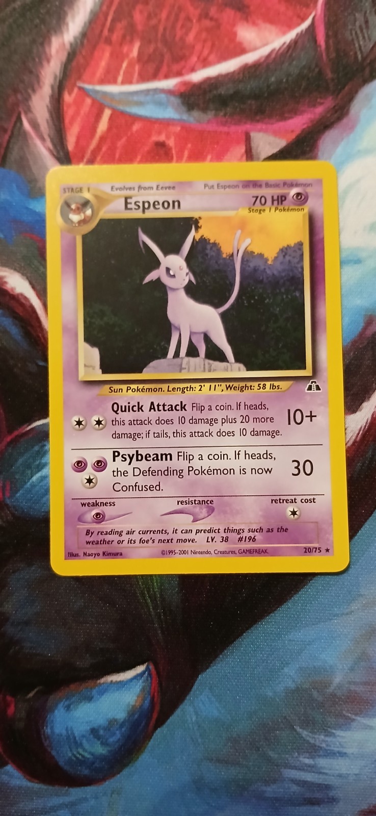 Pokémon Espeon Rare Card #20/75 Neo Discovery 70HP Unlimited 2001 English