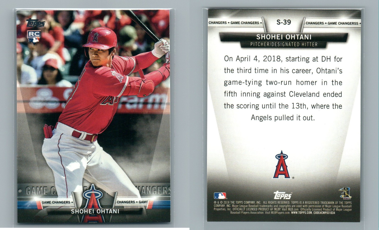 2018 TOPPS UPDATE SALUTE RC S-39 SHOHEI OHTANI DODGERS SO-13