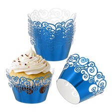 Formine per cupcake in carta, 50 pz, stampi da forno con decorazione nuvola, blu riflettente