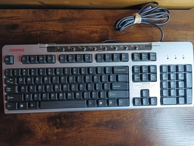 Compaq KB-0133 Wired USB Multimedia Keyboard Enhanced Function Keys Silver/Black