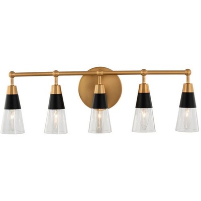 Kalco Lighting 513135BNB Ponti Bathroom Vanity Light Matte Black with New Brass