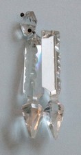 2 x Antique cut crystal chandelier prism, half Alberts, 90mm Faceted 
