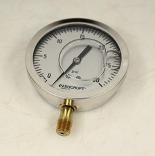 Ashcroft 35-1009-AWL-02L-30 Type 1009 S.Steel Duralife Pressure Gauge 0-30 PSI
