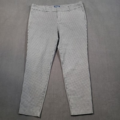 Old Navy Pixie Pants Womens 14 Black White Gingham Mid Rise Ankle Trousers