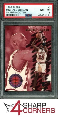 1993 FLEER SHARPSHOOTER #3 MICHAEL JORDAN BULLS HOF PSA 8