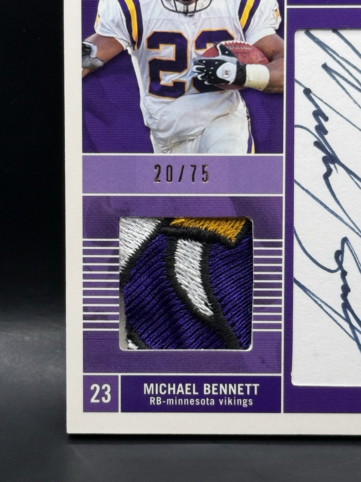 2003 SP Game Used Signed Patch Auto Michael Bennett 20/75 NM Vikings SICK PATCH view 4