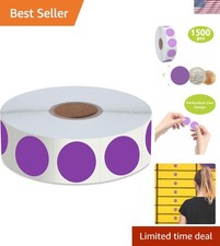 Durable 1" Purple Round Inventory Labels - Mega Roll of 1500 Stickers