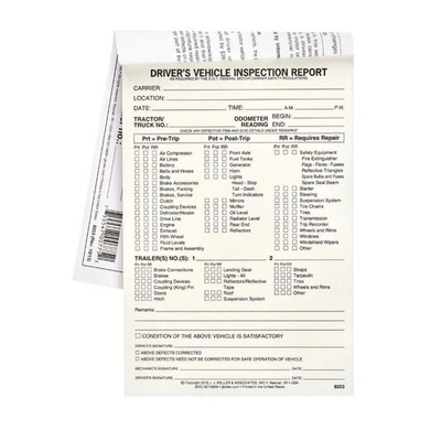 Detailed Driver_s Vehicle Inspection Report (pre- & Post-trip) 5-pk. - Book