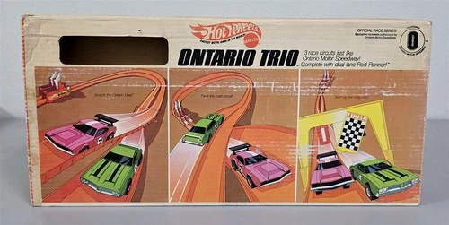 X-156 VINTAGE 1970'S MATTEL HOTWHEELS ONTARIO TRIO RACE SET WITH ORIG BOX