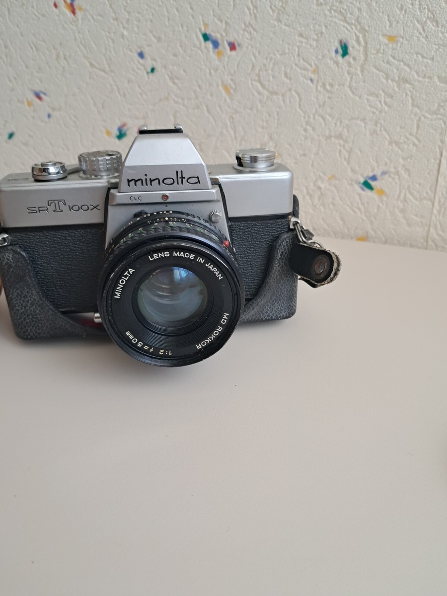Appareil Photo Argentique Minolta SRT-100X + Objectif MD Rokkor 50mm F/2 - Reflex Vintage, Occasion En état Fonctionnel