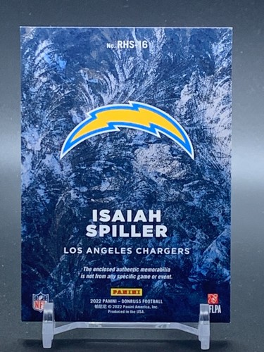 2022 Donruss Rookie Sweaters #RHS-16 ISAIAH SPILLER Los Angeles Chargers RC - Picture 2 of 2