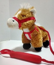 Horse Pony Plush About 13" Tan White Dan Dee Stuffed Animal w/ Halter Lead
