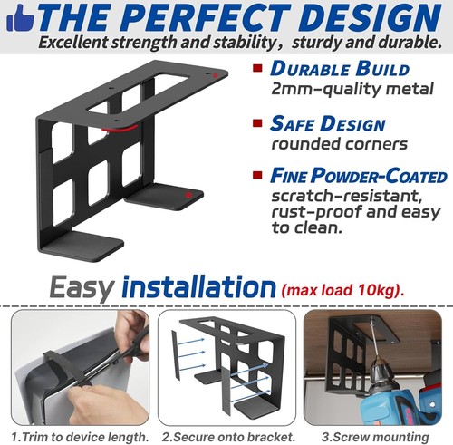 sciuU Under Desk Horizontal/Vertical Wall Mount Support –Compatible with PS5 Pro - Picture 6 of 8
