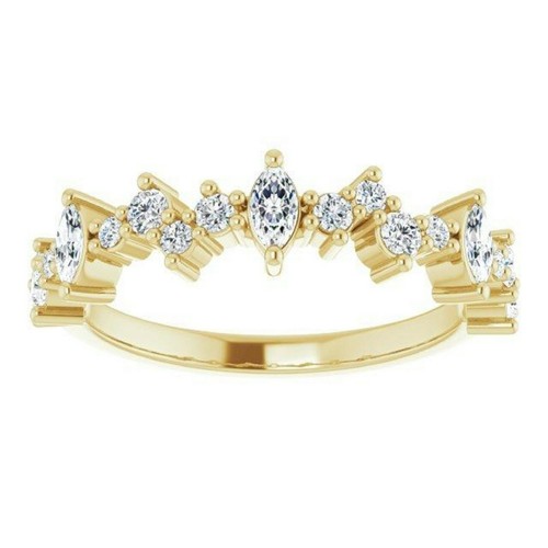 0.50 ct. Marquise & Round Diamond Cluster Wedding Band 14K White Gold - Picture 6 of 10