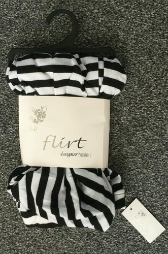 bnwt BLACK & WHITE STRIPED CHEVRON LEGGINGS BY FLIRT HOSIERY * SMALL/MEDIUM *new - Picture 2 of 2