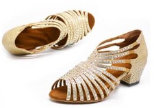 Ballroom Dance Shoes Women Rhinestone Shoes Tango Salsa Latin Shoes Middle Heel