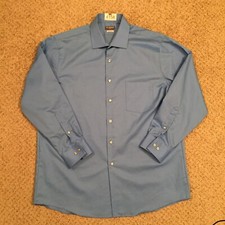 Van Heusen Flex Shirt Mens 16.5 Blue Long Sleeve Button Up