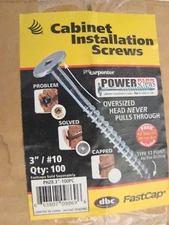 FASTCAP PHZ8.3 ,100 PC PowerHead 3" Screws Cabinet