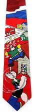 Popeye  Brutus Mens Necktie Licensed Cartoon Olive Oil Cartoon Red Neck Tie