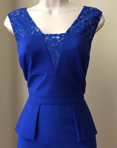 Gianni Bini Blue Lace Zoe Peplum Dress NWT size 6 - Picture 2 of 7