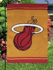 Embroidered Miami Heat 2 Sided Garden Flag and Yard Banner 12.5  x18    NEW 